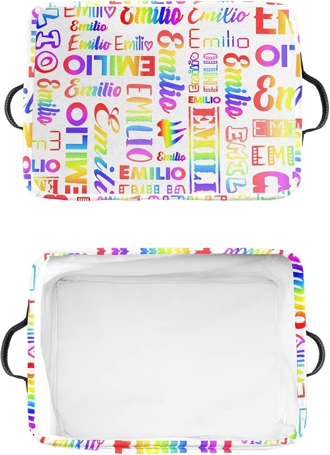 Personalized Toy Box Storage Bins for Boys Girls with Name, Kids Custom Storage Basket Cubes Organizer with Handles, Shelf Closet Storage Baskets Bin Customized Gift, 1 Pack