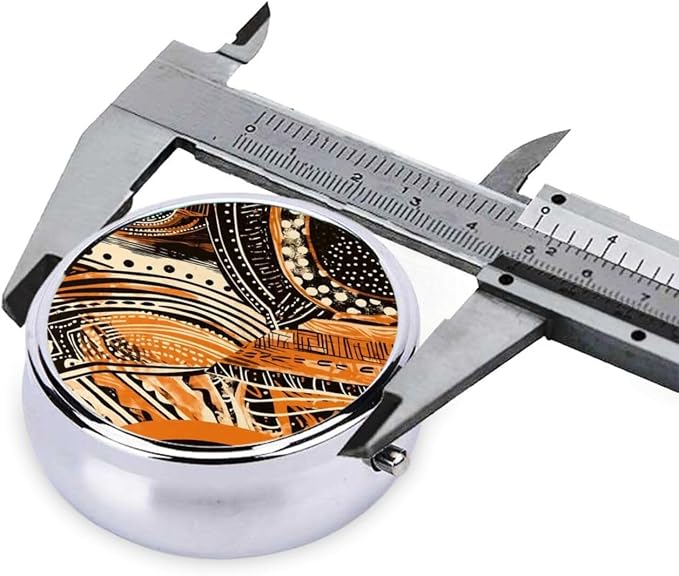 Tribal Print Portable Pill Organizer | 3 Compartment, With Mirror, For Men Women, For Daily Supplements, Vitamins, Fish Oil, Jewelry, Candy, Travel