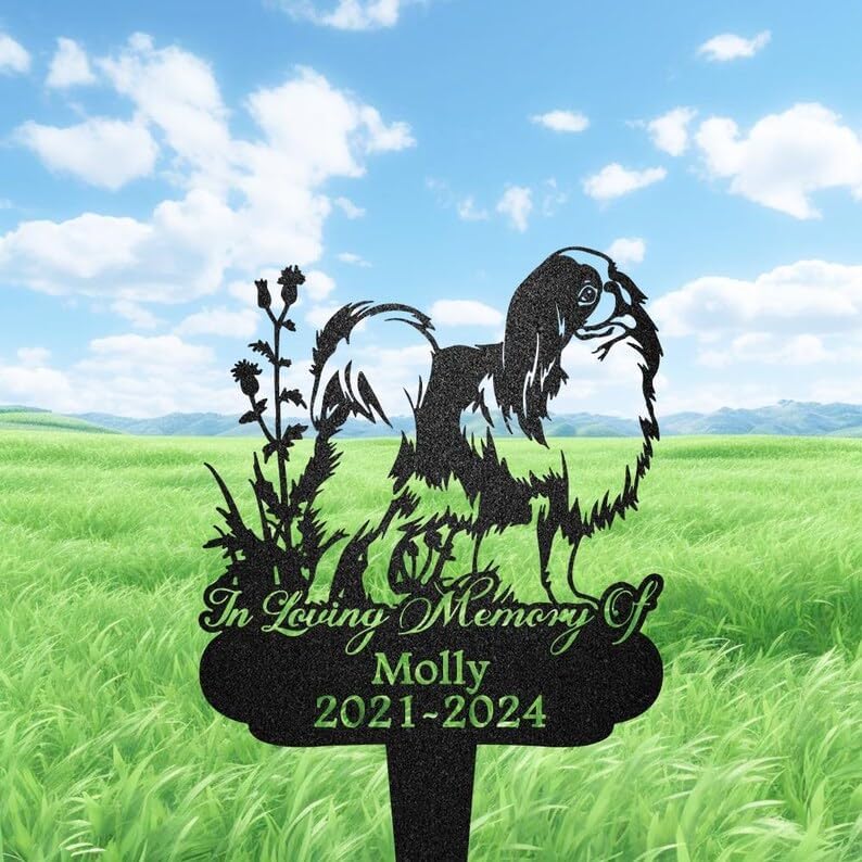 Custom Pekingese Burial Memorial Marker, Dog Pets Headstone Sign | Pet Memorial Gifts for Dogs, Grave Marker, Grave Decorations for Cemetery, Dog Dad Gifts, Back Yard, Garden Decor