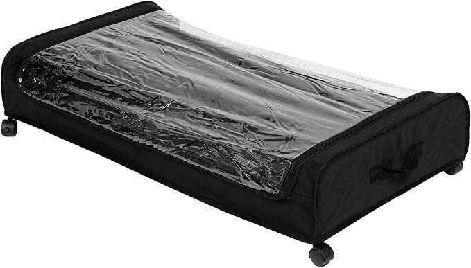 Garneck Bed Storage Cart with Wheels and Lid, Large Rolling Clothes Organizer Drawer with Metal Frame and Fabric Base for Small Bedrooms and Pet Storage
