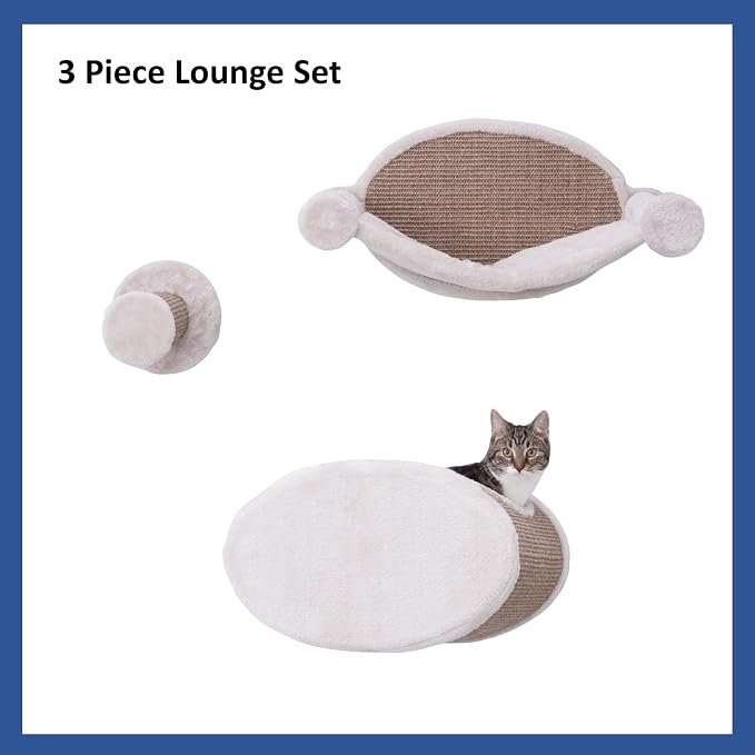 Trixie Liam Wall Mounted 3 pcs Lounge Set, Hammock, Cave, and Step, Brown, 18.8" L x 11.0" W x 11.3" Th