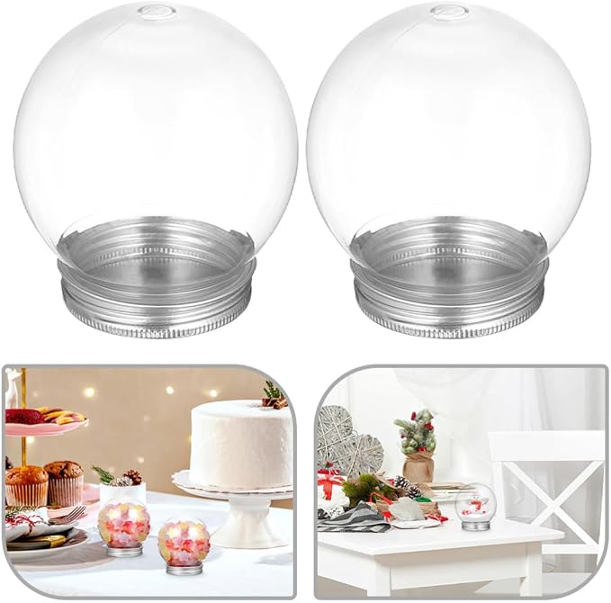 5pcs Plastic Snow Globe Candy Bottle with Lid 150ml Dome | Pet and Aluminum Build, Tight Seal, Reusable Craft Display for Holidays and Parties
