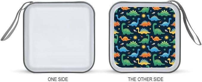 Hard Shell DVD Storage Binder Dinosaurs, Holds 40 Discs, Portable Wallet with Carry Handle, Organizer for Car Home Office