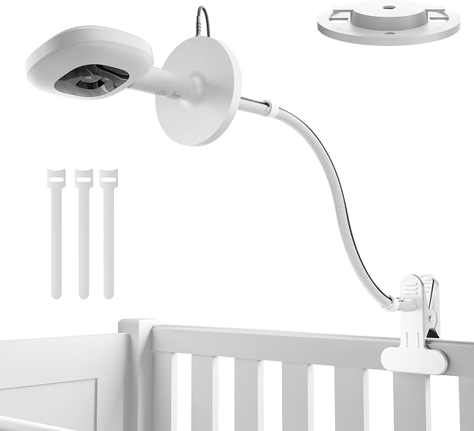 Baby Monitor Mount - Universal Adjustable Baby Camera Clip Mount for Nanit, Hello Baby, Nanit Pro, Kasa & Most Baby Monitors, Attaches to Crib Cot Shelves or Furniture