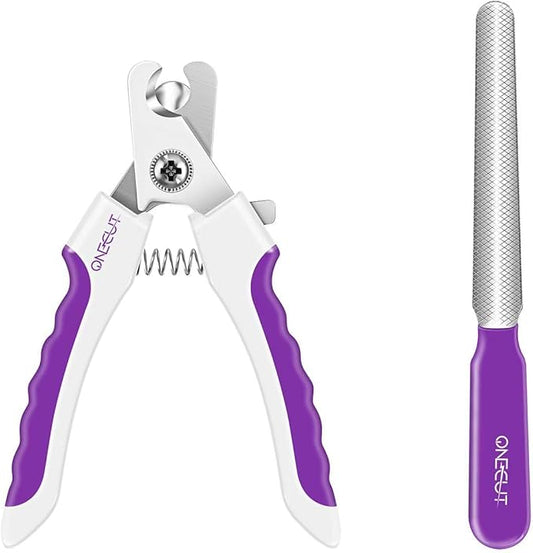 4.7" Small Dog & Cat Nail Clipper Stainless Steel Cat Claw Trimmers for Rabbits, Guinea Pigs, Birds, Puppies, Kittens and Small Animals Pet Nail Clipper for Professional and Home Use (Purple)