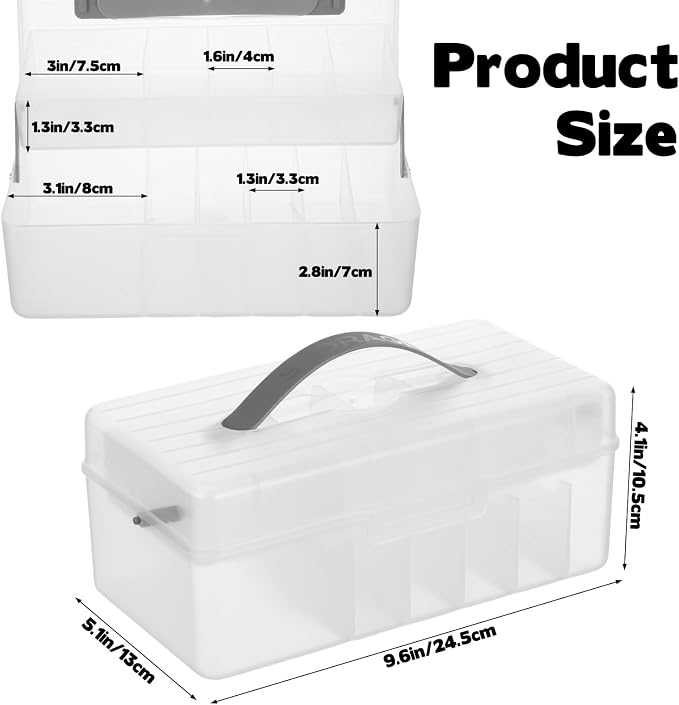 Clear Plastic Bandages Storage Organizer, 2 Tiers Bandage Storage with Lid and Handle, First Aid Box, Large Portable Medicine Container Holder Empty, Suitable for Home, Office, Travel, School, Office