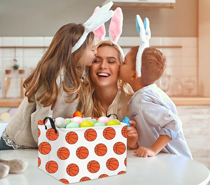 Rectangular Kids Storage Basket Gift Basket Baby Storage Basket Cute Toy Storage Bin Organizer Shelf Book Basket Room Decor(Basketballs)
