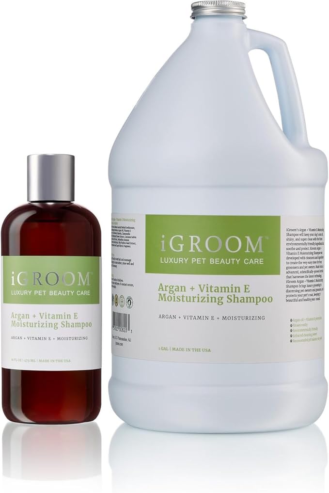 iGroom Argan+Vitamin E Dog Shampoo, Groom Like a Professional, Enhanced Cleaning Power, Recommended pH Balance, Made in USA, Gallon