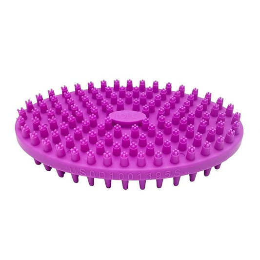 ROPO Double Sided Dog Bath Brush, Pet Grooming Tool with Long and Plum Blossom Teeth, Deep Cleaning and Massage (Purple)