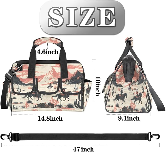 Vintage West Cowboy Heavy Duty Tool Bag 14.8 Inch Wild West Cowboy Portable Soft Tool Box Organizer Storage with Adjustable Shoulder Strap