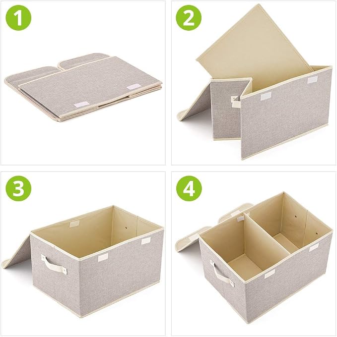 Dog toy box with lid dog storage organizer perfect basket for dog toys living room, playroom, closet, home organization and storage - Dog - Bamboo Beige