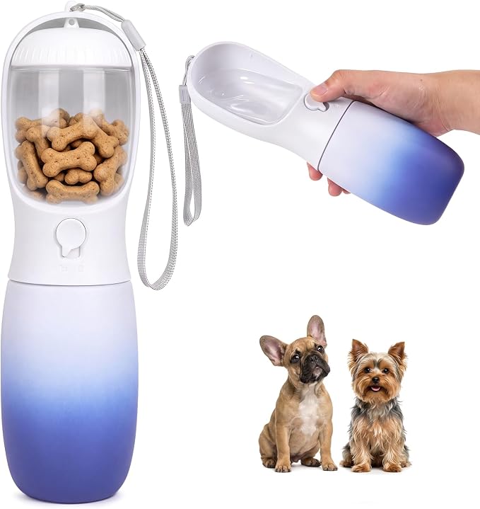 Dog Water Bottle Puppy Essentials, Portable Filtered Dispenser with Travel Dog Food Storage Container, Pet Supplies Gifts Stocking Stuffer Treat Pouches for Pet Training Outdoor Walking Hiking Camping