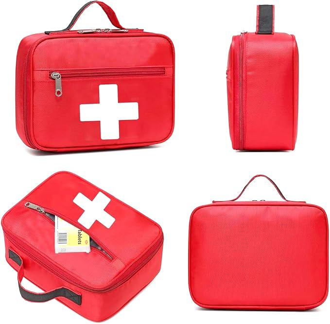 Gatycallaty First Aid Bag Empty Emergency Treatment Medical Bags Multi-Pocket for Home School Office Car Traveling Hiking Trip Daycare (Large, 1 Piece)