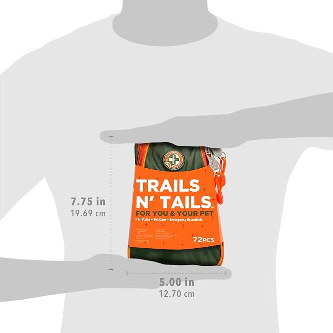 Be Smart Get Prepared Trails N' Tails First Aid for You & Your Pet | 72 Pieces - Pet Care & Emergency Essentials - Designed for Pets, Outdoor, Auto & Home - Compact & Portable