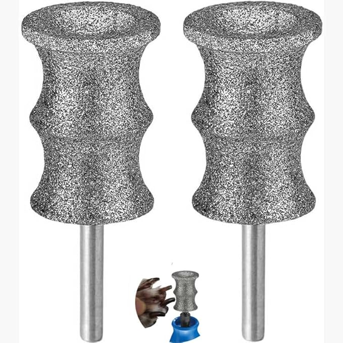 2-Pack Diamond Dog Nail Grinder Bits Attachment for Dremel - 1/8'' 80 Grit Refills Tip & Replacement Heads for dremel 7760 & 7350, Fits Small, Medium, Large Dogs & Cats, Grooming Thick Nails on Pets