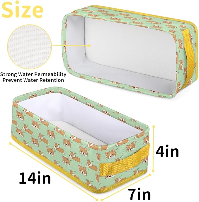Puppy Sleeping Cute Bathroom Storage Basket, Foldable with Handle Open Countertop Paper Towel Decorative Box, Toilet Tank Top Shelf Baskets for Home Closet Bedroom Living Room Office