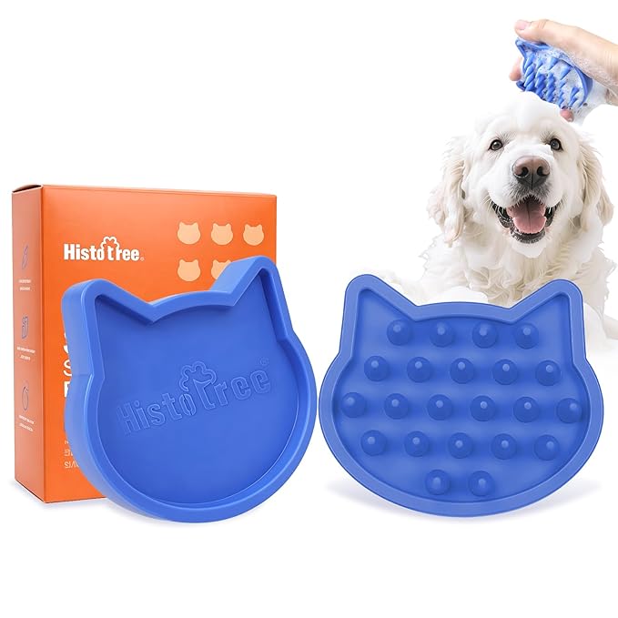 Blue Cat-Shaped Dog Bath Brush Dog Washing Brush Soft TPR Massage Shampoo Brush Pet Grooming Cleaning Tool for Small Medium Dogs and Cats Gentle Remove Loose Hair Deep Cleansing