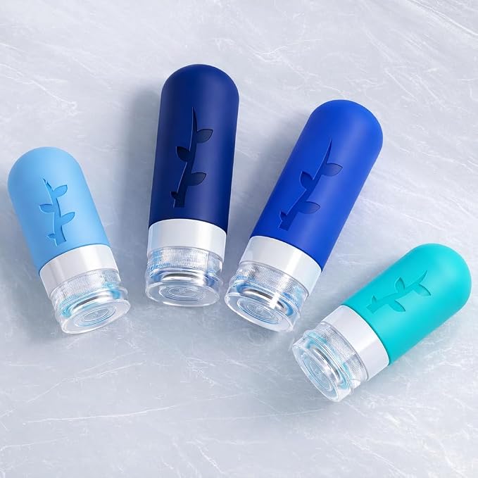 Tocelffe 18pack Travel Bottles for Toiletries,TSA Approved Silicone Travel Containers jar for Toiletries,Leak Proof Refillable Liqus Shampoo And Conditioner Essentials toiletry