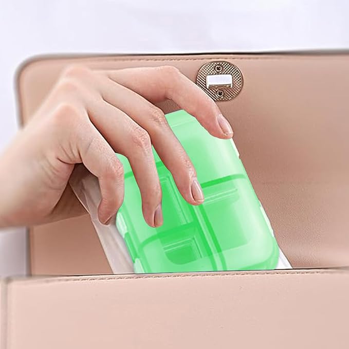 2PCS 7-Day Pill Organizer with Labels – Travel Pill Case, Daily Medication Organizer | Compact & Secure | Fits in Pocket/Purse (3.7” x 2.4”)
