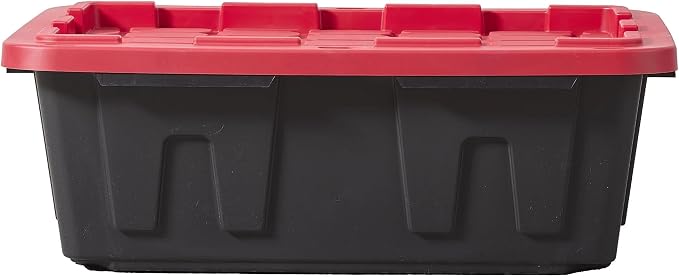 17 Gallon Plastic Organizer Bin, Black and Red