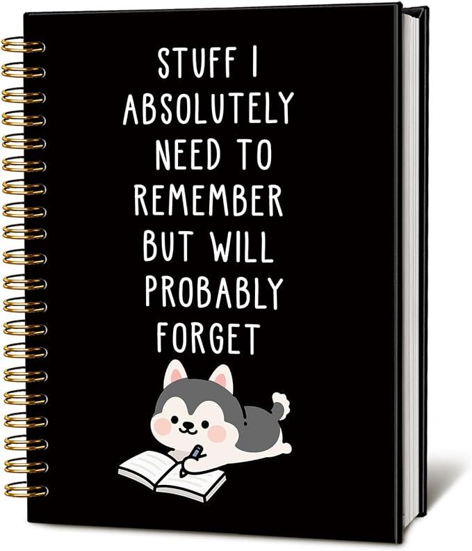 LIANGW Funny Husky Notebook Journal Gifts for Women & Men | Gifts for Husky Lovers Notebooks, Funny Gifts for Coworkers, Black Hardcover Spiral Notebook 5.5x8.3 Inch