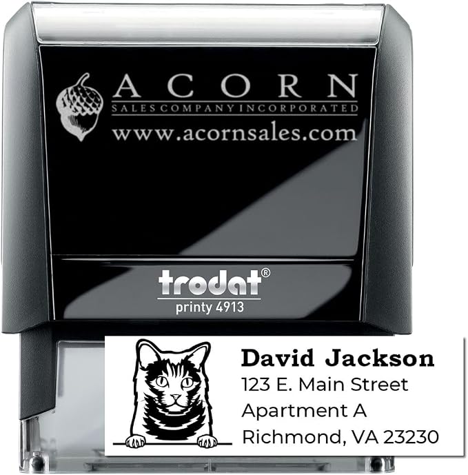 Peeking Chartreux Cat Return Address Stamp Self-Inking - Clear Impressions | Return Address Stamp for Chartreux Cat Lovers. Your name and address. Personalized Address Stamp for Pet Themed Mail.