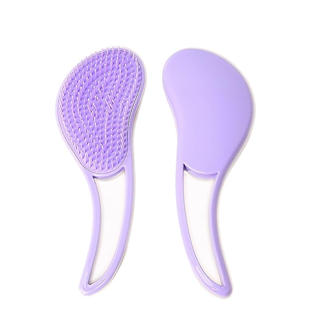 Dog Grooming Brush, Soft Puppy Massage Brush, Pet Hair Bathing Brush Comb, Hangable Grooming Tool for Poodles, Teddy, Yorkies, Maltese, Shih Tzu, Chihuahua (Purple)