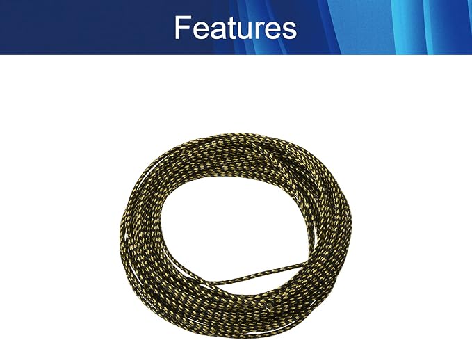 Jutagoss PET Expandable Braided Cable Sleeve, 32.8ft - 1/8 inch Black Gold Cable Management Sleeve, Wire Loom Tube Cord Protector for USB Cable, Power Cord, Audio Video and More, 1Pc