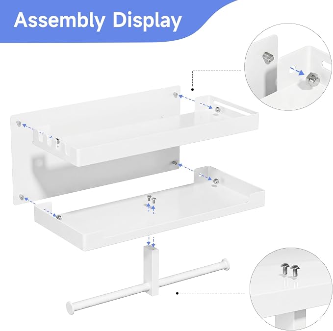 Dog Leash Holder for Wall, Leashes Hanger, Wall Mounted Dog Stuff Storage and Organizer, Metal Key Holder Pet Leash Hooks for Leashes, Training Treats, Chew Toys, Keys, Large (White)