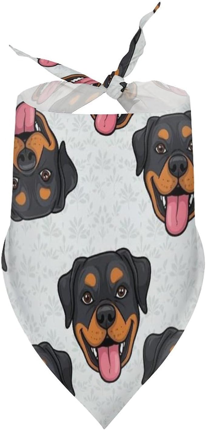 1Pcs Summer Rottweilers and Thistles Lightweight Comfy Triangle Scarf for Small to Large Pets Travel, Picnic, Party, Casual Daily Use