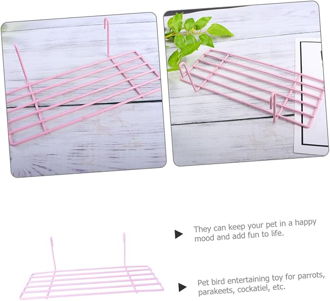 Wear-Resistant Iron Wall Grid Parrot Stand Bird Cage Platform for Small to Birds Wall Accessory with Surface and Display Easy Install