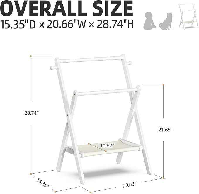 BAMBOOHOMIE Baby Clothing Rack for Baby Shower Pets Dolls, Baby Clothes Rack with Storage Shelf & Double Rods, Toddler Clothes Rack, Mini Closet Baby Shower Rack (White)