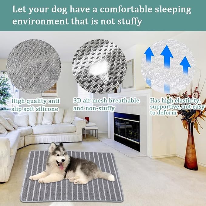 REEZEIVI Breathable 3D Air Mesh Pet Mat,Anti-Slip Bottom,Washable,22×16 | Dog Crate mat / Pet Crate pad,Anti-Slip Bottom,Non-stuffy,Machine Washable