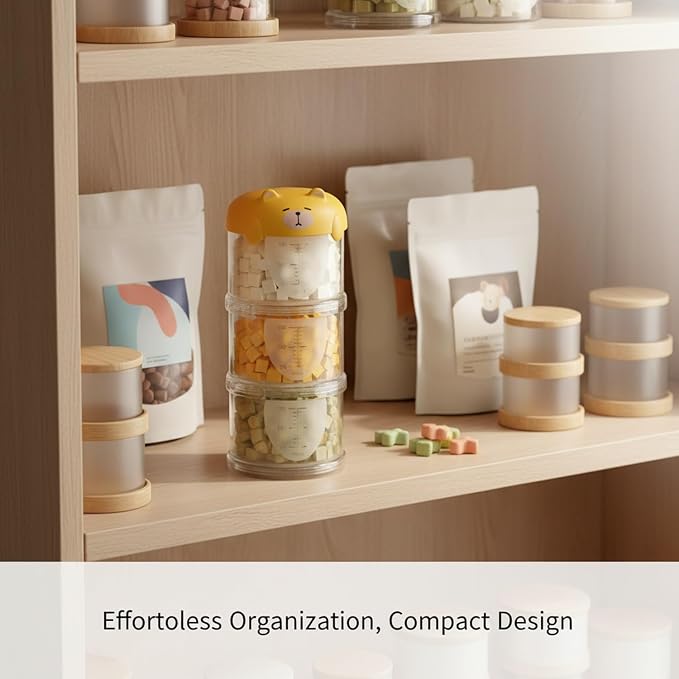 3-Tier Vertical Storage Container, Compact Yellow PP Plastic Organizer for Pet Food & Small Items, Portable Travel Dispenser