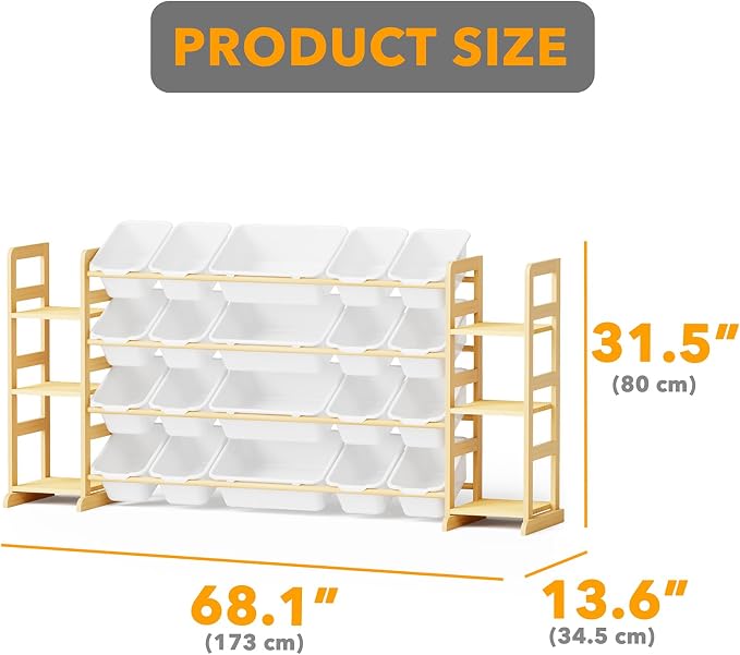 SpaceAid Toy Storage Organizer with 6 Shelves and 20 Bins, Toy Organizers Storage Bookshelf, Kids Bin Shelf Toys Box Bookcase for Bedroom Playroom Organization Room Decor, White