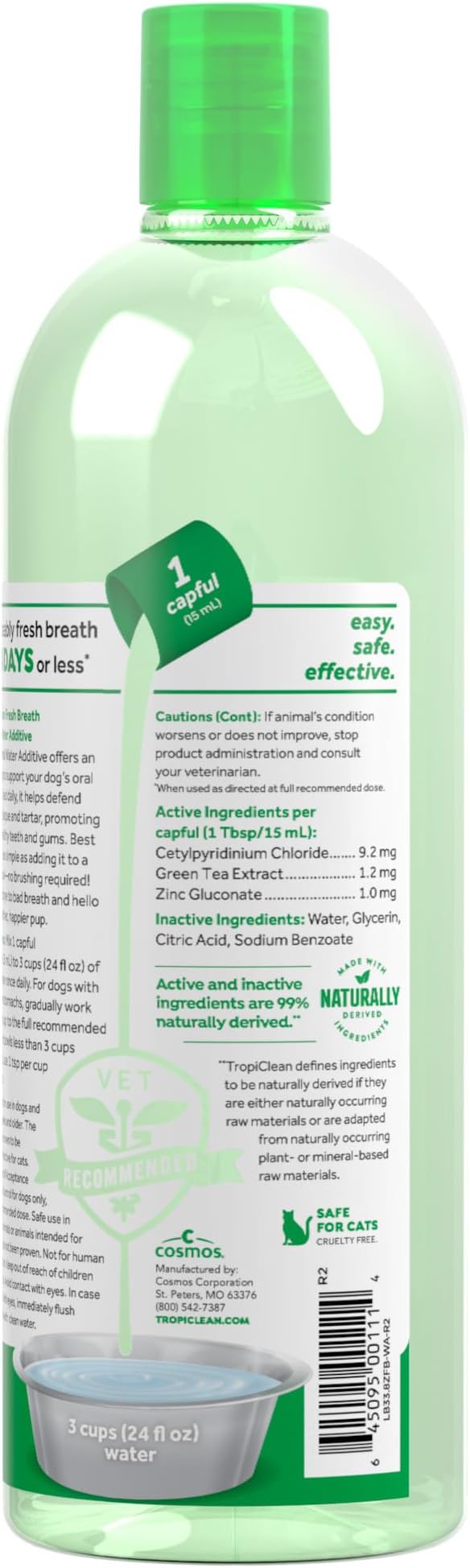TropiClean Fresh Breath Water Additive for Dogs 2-Pack, 33.8oz Each — Dog Breath Freshener & Teeth Cleaning Solution, Better Value for Daily Use