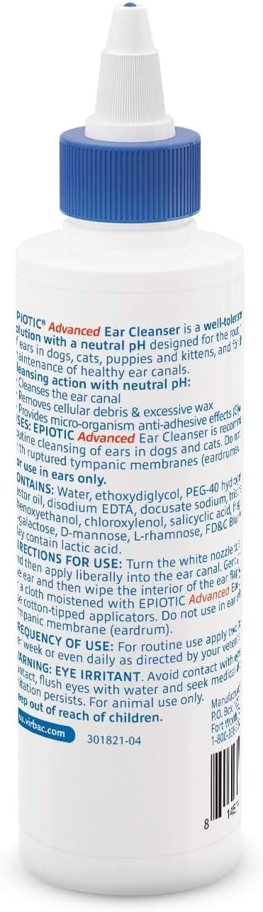 Virbac Epiotic® Advanced Ear Cleanser | Powerful and Gentle Cleanser for Dogs and Cats of All Ages, 4 oz (Pack of 12)
