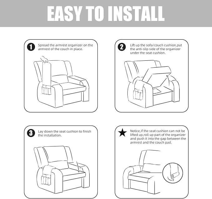 Armchair Arm Cover, Headrest Cover for Recliner Chair Waterproof Nonslip Lengthen Armrest Slipcover with Organizer for Recliner, Chair, Sofa (Taupe,1 Seater 3pcs)