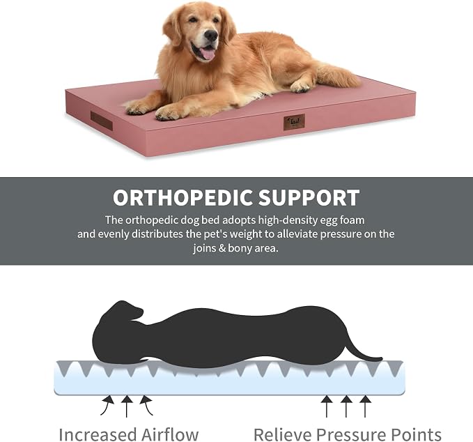 Orthopedic Waterproof Dog Bed for Small Dogs and Cats | Egg Crate Foam for Joint Support, Fits 30x19 Crates, TPU Waterproof Layer, Machine Washable 1680D Oxford Cover, Up to 30 lbs