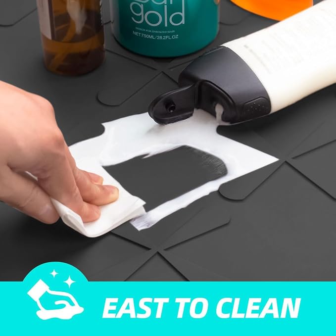 Waterproof Under Sink Mat 25" x 22" Silicone Mat Cabinet Protector | Heavy Duty Kitchen Cabinet Liner, Easy Press Drain, Home Essentials for Pet Feeding, Boots, Bathroom, Organizers & Storage