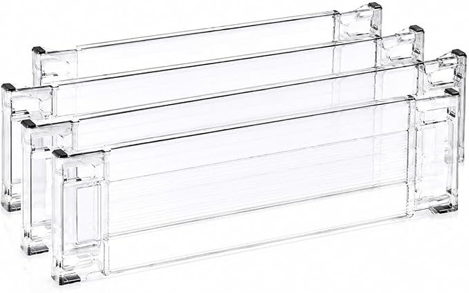 SEITON Adjustable Drawer Dividers (4 Pack) Expandable Drawer Organizer with Anti-Slip Pads 11.5"-21.7"
