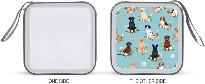 Protective 40-Capacity CD Organizer Australian Shepherd Dogs Flowers, Hard Case Storage Binder with Zipper, Portable Wallet for Car Home Office