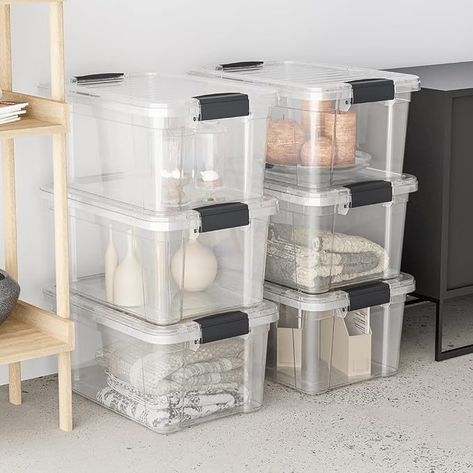 Superio 6.6 Quart Clear Plastic Storage Boxes with Lids, Stackable Organizer Containers, BPA-Free Storage Bins for Home, Office, School & Dorm, 36 Pack