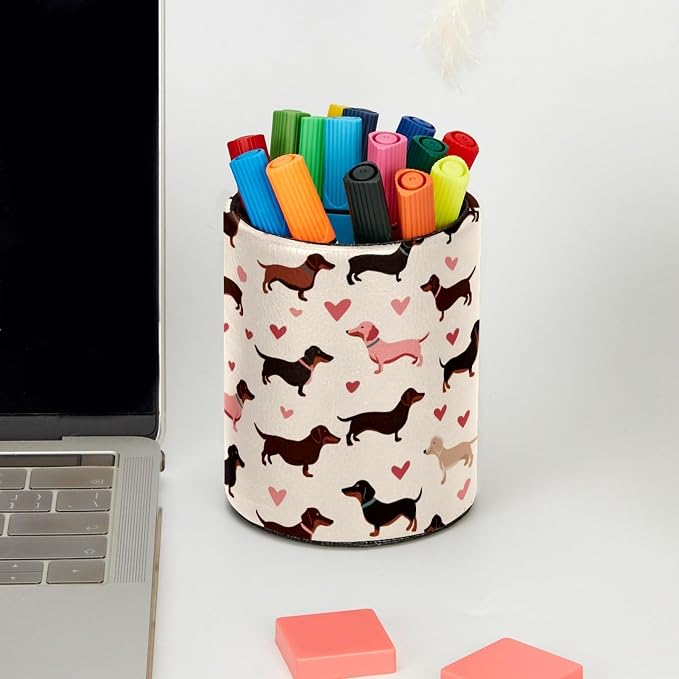Dachshund Pen Holder, Pencil Cup Marker Brush Holder Desk Storage Case, Desktop Organizer for School Office Home Supplies