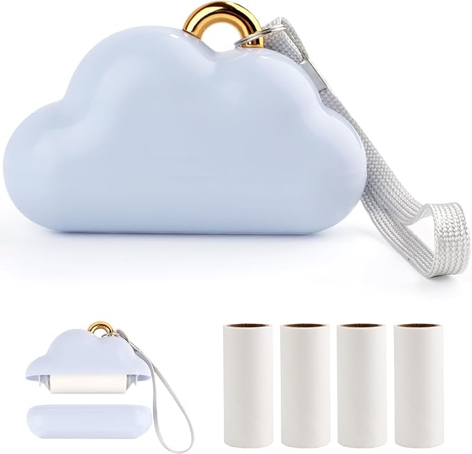 Cloud Mini Lint Roller Travel Size,Reusable Mini Travel Sticky Roller Include 4 Refillable Rollers,Portable Lint Roller Dog and Cat Pet Hair Remover for Clothes, Furniture(Blue)