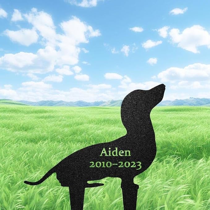 Custom Dachshund Metal Grave Marker, Silhouette Lawn Ornament | Pet Memorial Gifts for Dogs, Grave Marker, Grave Decorations for Cemetery, Dog Dad Gifts, Back Yard, Garden Decor