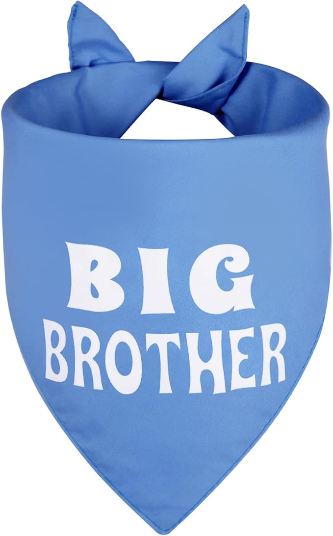 Big Brother Dog Bandana Blue Large 1PCS, Adjustable Triangle Scarf | Pregnancy Announecment, New Baby for Family.