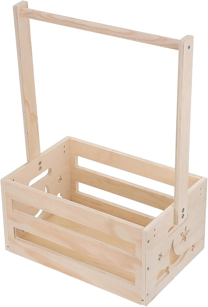 FAVOMOTO Wooden Dog Clothes Rack Pet Closet Organizer with Hanging Rod and Storage Basket, Portable Handle Design for Storage, Upright Vertical Arrangement for Small Homes and Pets Zone