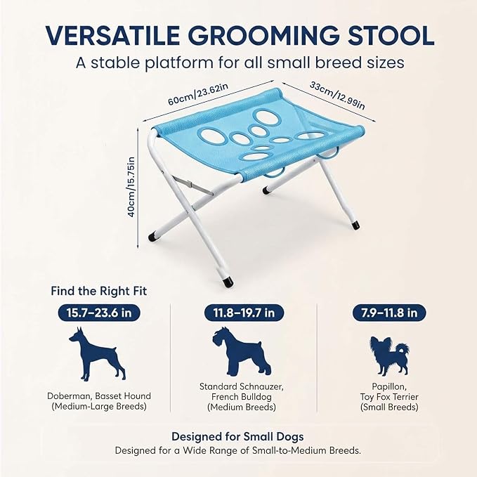 Pet Bathing Hammock, Foldable 8-Hole Grooming Stand for Small Pets (Blue) | Easier Pet Bathing, Less Scratches and Bites, Sturdy Frame Quick-Dry Mesh, Ideal for Dogs & Cats, Nail Trimming and Grooming