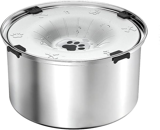 SCHITEC No Spill Dog Water Bowl for Large Dogs, 5.6L / 1.5 Gallon Stainless Steel Splash-Proof Slow Drinking Pet Dish with Floating Disk & Non-Slip Base, Mess-Free Design for Home or Travel-Light Gray